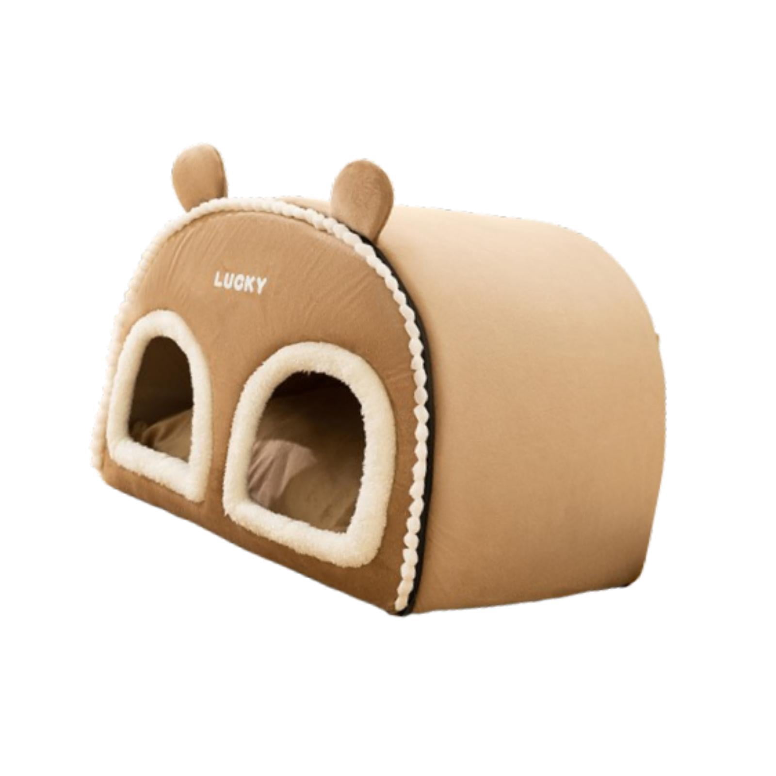 Serenable Indoor Enclosed Pet Cat House Warm Cave 20x15.7x15.7inch for Outdoor Travel Multipurpose Comfortable Kitten Nest Cat Tent Hut Brown
