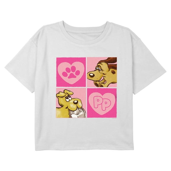 Girl's Pound Puppies Paw Squares Graphic Cropped T-Shirt