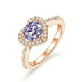 thumbnail image 3 of 1ct Blue/Pink/Purple Moissanite Rings for Women D Color VVS1 Clarity S925 Sterling Silver Heart Diamond Rings Moissanite Wedding Bands with Certificate, 3 of 9