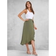 thumbnail image 6 of Womens One-Piece Wrap Tie Waist Solid Color Irregular Hem Chiffon Midi Skirt Elegant Flowy Green M, 6 of 9