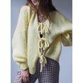 thumbnail image 3 of FOCUSNORM Cardigan en Tricot pour Femmes Manches Longues Veste Décontractée Automne pour Usage Quotidien Rue, 3 of 5