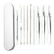 thumbnail image 1 of Set de 9 piezas de herramientas para puntos negros: pinzas de acero inoxidable, extractor de puntos negros y herramientas de eliminación de puntos negros, 1 of 6