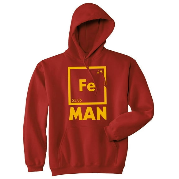 Unisex Iron Science Hoodie Funny Geeky Nerdy Graphic Periodic Table Sweatshirt