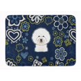 thumbnail image 1 of Carolines Treasures BB5068RUG Blue Flowers Bichon Frise Machine Washable Memory Foam Mat, 1 of 4
