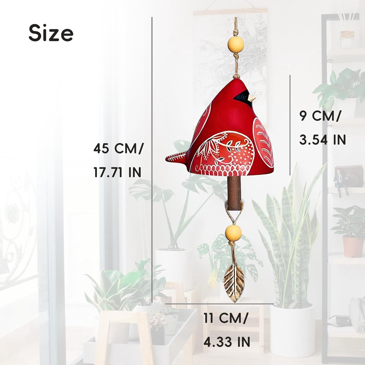 Cute Ceramic Bird Song Bell Wind Chime Hanging Bell,Fashion Happy Bird Bell Chime for Outside and Indoor,Patio Garden Balcony Decor Hanging Windchimes (Yellow)
