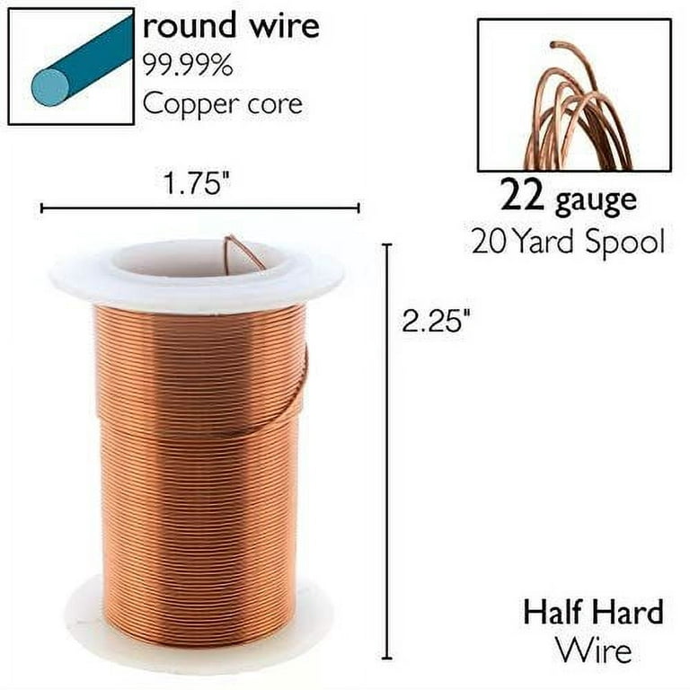 The Beadsmith Wire Elements 22-Gauge Lacquered Tarnish-Resistant Copper  Wire for Jewelry Making, 20 Yard, 18.29 Meter Spool (Antique Copper Color)