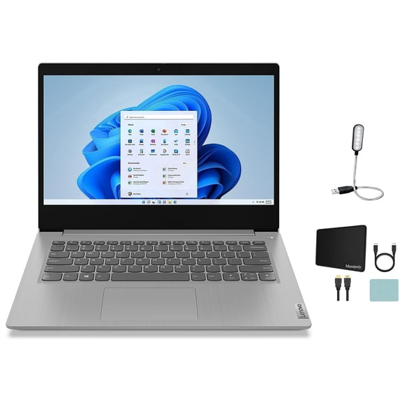 Restored Lenovo IdeaPad 3 14'' FHD Laptop, 8GB RAM, 128GB PCIe SSD, Intel Core I3-1115G4, Win11S, Platinum Gray   Mazepoly Accessories (Refurbished)