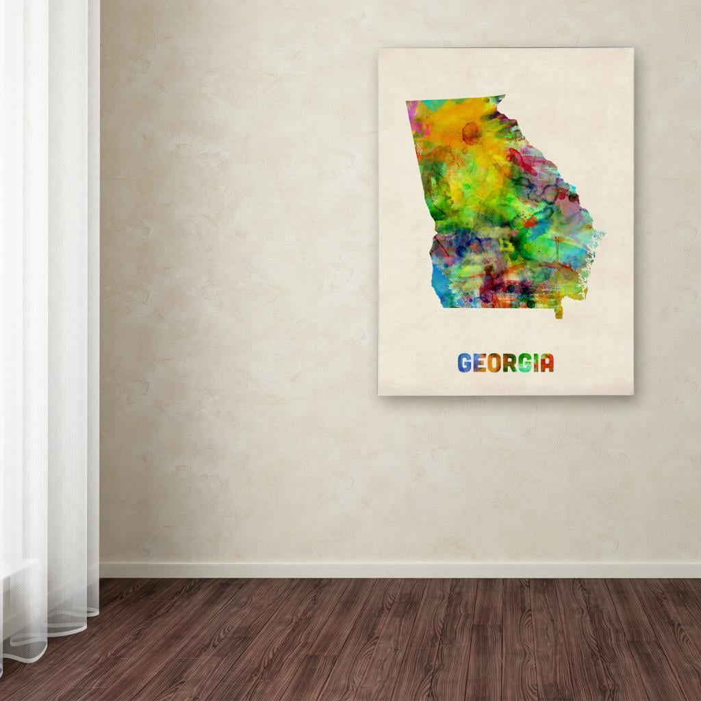Trademark Fine Art "Georgia Map" Canvas Wall Art by Michael Tompsett
