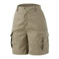 thumbnail image 5 of Women's Shorts Summer Solid Color Pocket Casual High Waist Hot Bermuda Cargo Board Gym Khaki Bottoms Sizes L, 5 of 6