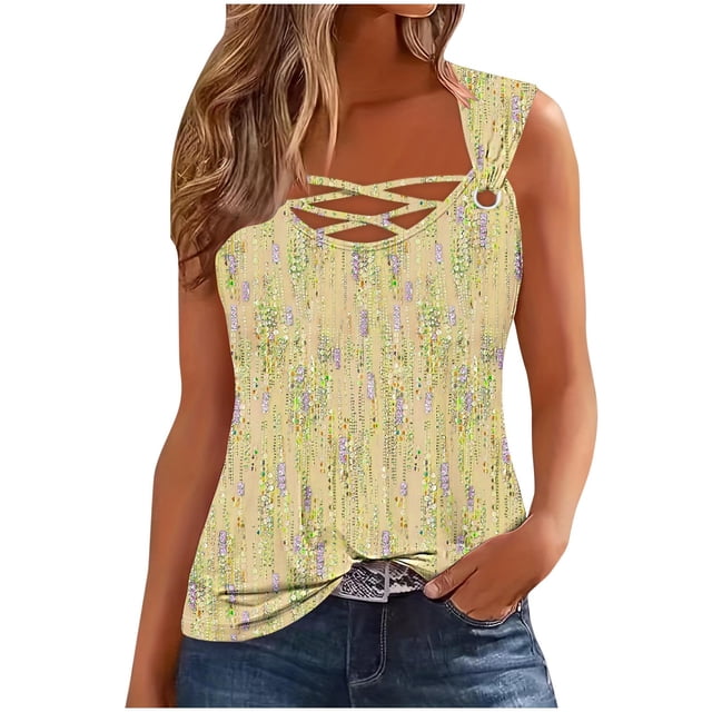 Birdeem Débardeurs Femmes Camisole Imprimée Sans Manches T-Shirt Ample