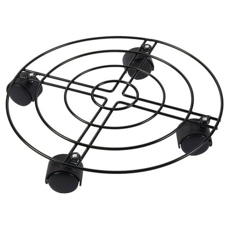 Juvale Metal Plant Caddy - Iron Plant Dolly on Round Rack, Rustproof Flower Pot Stand with Heavy Duty Wheels for Indoor, Outdoor, Home, and Garden in Black