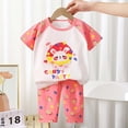thumbnail image 2 of Kids Boys Girls Pajamas Set Cartoon Crew Neck Tee Shorts 10-11 Years 11-12 Years 12-13 Years Natural Cotton Adjustable Waist Outdoor Fun Super Soft (7-8 Years,Purple), 2 of 5