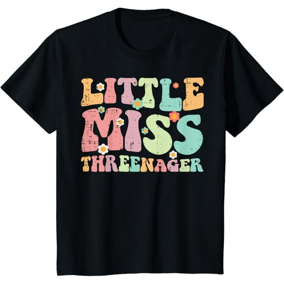 3rd Birthday Little Miss Threenager 3 Year Old Bday Girls T-Shirt