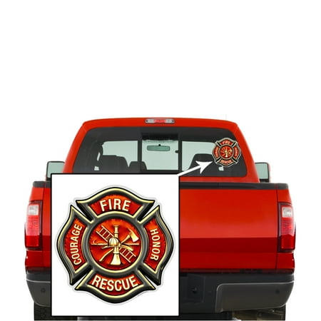 Firefighter Window Decals Collectible Firefighter Decals, Share your Appreciation and Support with our Vinyl Classic Fire Maltese Stickers for your Home, Car, Cases and more, Souvenir Gifts for Firefighter ()