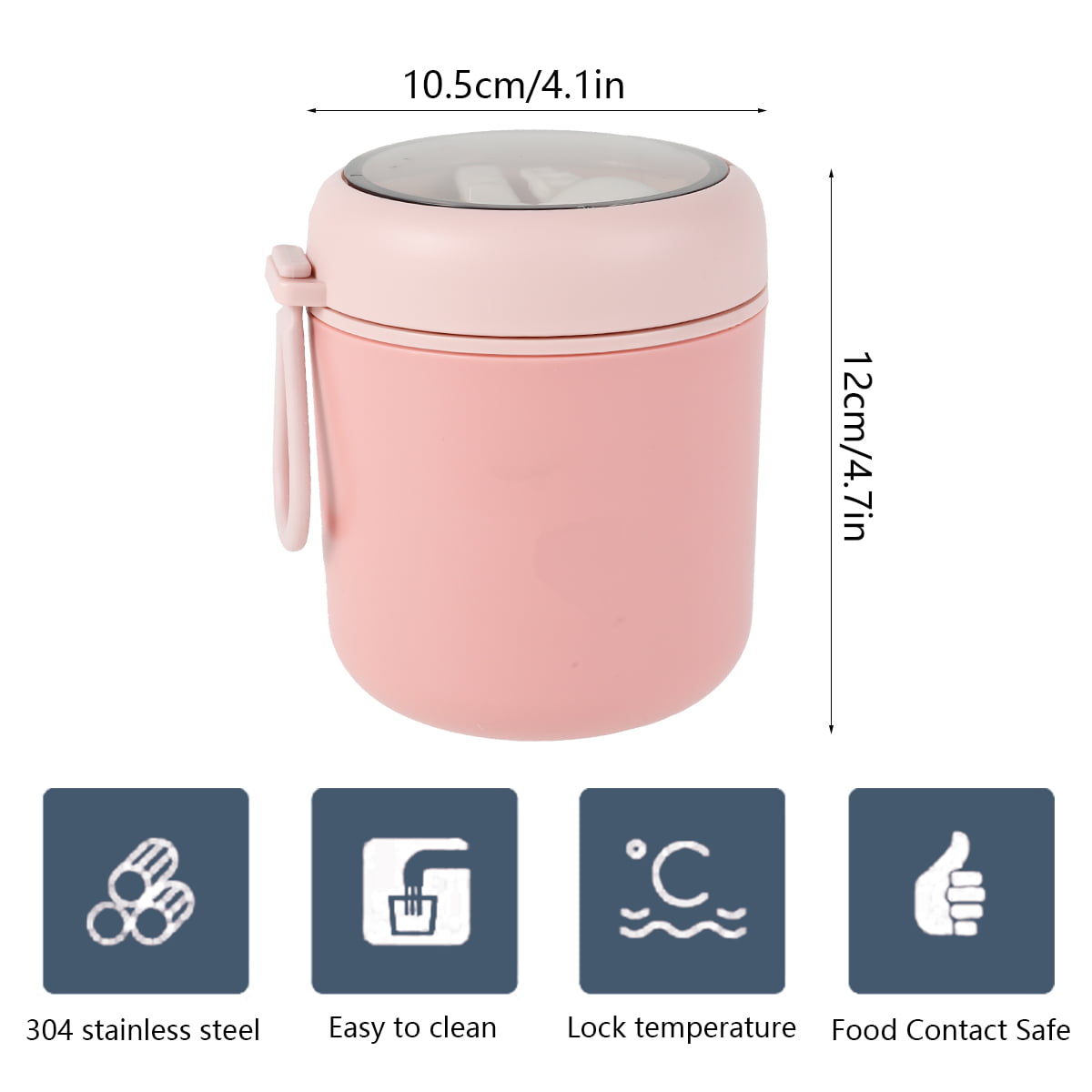 SLHKPNS Cute Kawaii Ghosts Thermos for Hot Food 17OZ Insulated Thermos Food  Jar with Folding Spoon/Handle Pink Hallooween Soup Thermos Food Storage