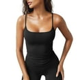 thumbnail image 2 of Tittly Women's Camisole Tank Top spaghetti strap tank top tight tank tops cotton spaghetti strap tank top spaghetti strap workout top Slim Fit Spaghetti Strap Square Neck Top Black, 2 of 7