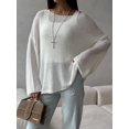 thumbnail image 3 of Womens Summer Scoop Neck Short Sleeve Sweater Casual Knit Tops Pullover Shirts White M, 3 of 8