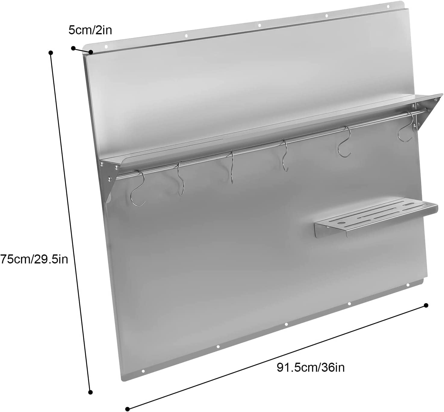 RMP4204  42-Inch Backsplash with shelves in Stainless Steel