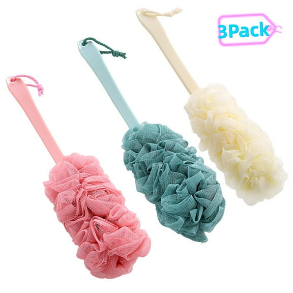 MDLL 3pcs Long Handle Bath Exfoliating Brush,Shower Brushes Body Cleaning Scrubbers Loofah Back Scrubbers for Men Women