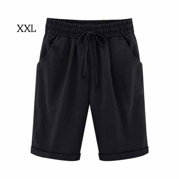 Pantalones cortos Cintura elástica Pantalones cortos sueltos Mujer Trajes de verano, Negro, XXL Eigraketly AP002089-24