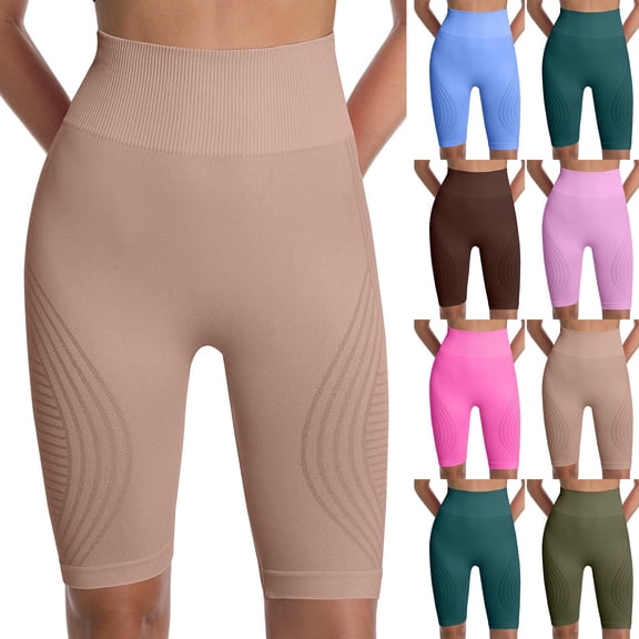 Breezora Women's High Waisted Yoga Shorts Seamless Scrunch Lifting Tummy Control Compression Fit Workout Running Bottoms