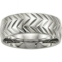 Stainless Steel Polished Diamond Cut Ring