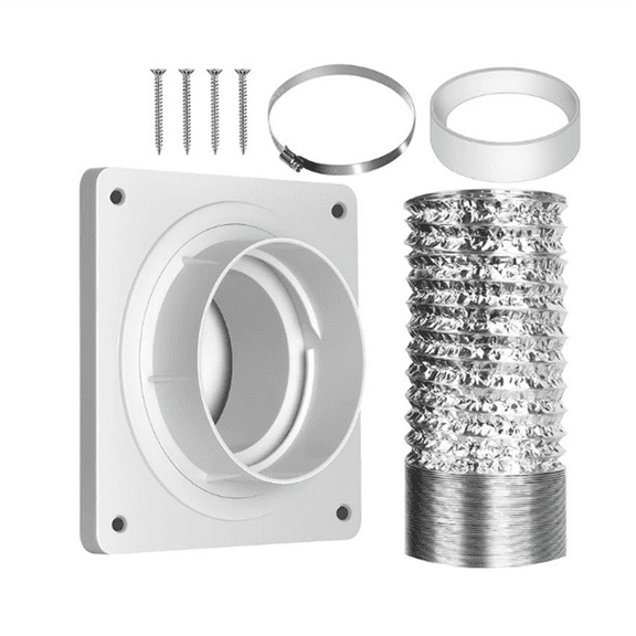 New Arrivals Dryer Vent Wall Plate with Hose(4 Inch 8 Feet),Twist Lock Connector Kit,4 Duct Flange B