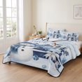thumbnail image 2 of Quilts Queen Size Bedding Set, Merry Christmas Lightweight Quilted Comforter, Xmas Snowman Blue Gifts Forest Soft Reversible Bedspread Coverlet with Pillow Covers for All Season, 90" x 96", 2 of 9