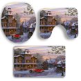 thumbnail image 1 of 8PCS Christmas Bath Mat Set Colorful Printing Non Slip Bathroom Rug with Contour Rug & Lid Toilet Cover, 1 of 5