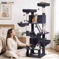 thumbnail image 4 of PAWZ Road 77" Cat Tree Multilevel Play Tower Enlarged Condo Hammock Sisal Scratching Posts Pads, Dark Gray, 4 of 16