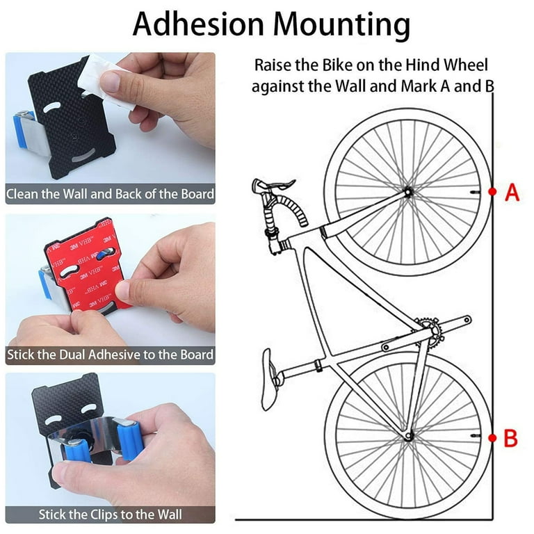 Bike Wall Mount, Road Bike Hanger Tire Parking Buckle Bike Hook Wall  Parking Clamp Bicycle Holder for Garage Indoor Vertical Horizontal with  Velcro