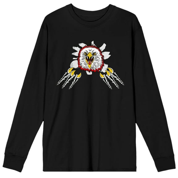 Cobra Kai Eagle Fang Dojo Logo Men's Black Long Sleeve Shirt-Medium