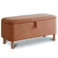 thumbnail image 4 of Comfort Stretch 39.3" Length Storage Ottoman Bench for Living Room,Brown Bedroom Bench with Entryway Storage Rectangular Boucle Foot Rest Stool Padded Seat, 4 of 8