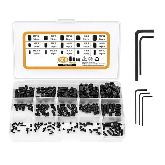 XISAOK 300Pcs Allen Head Screws 2.5/3/4/5/6/8mm Hexagon Socket Head Screws