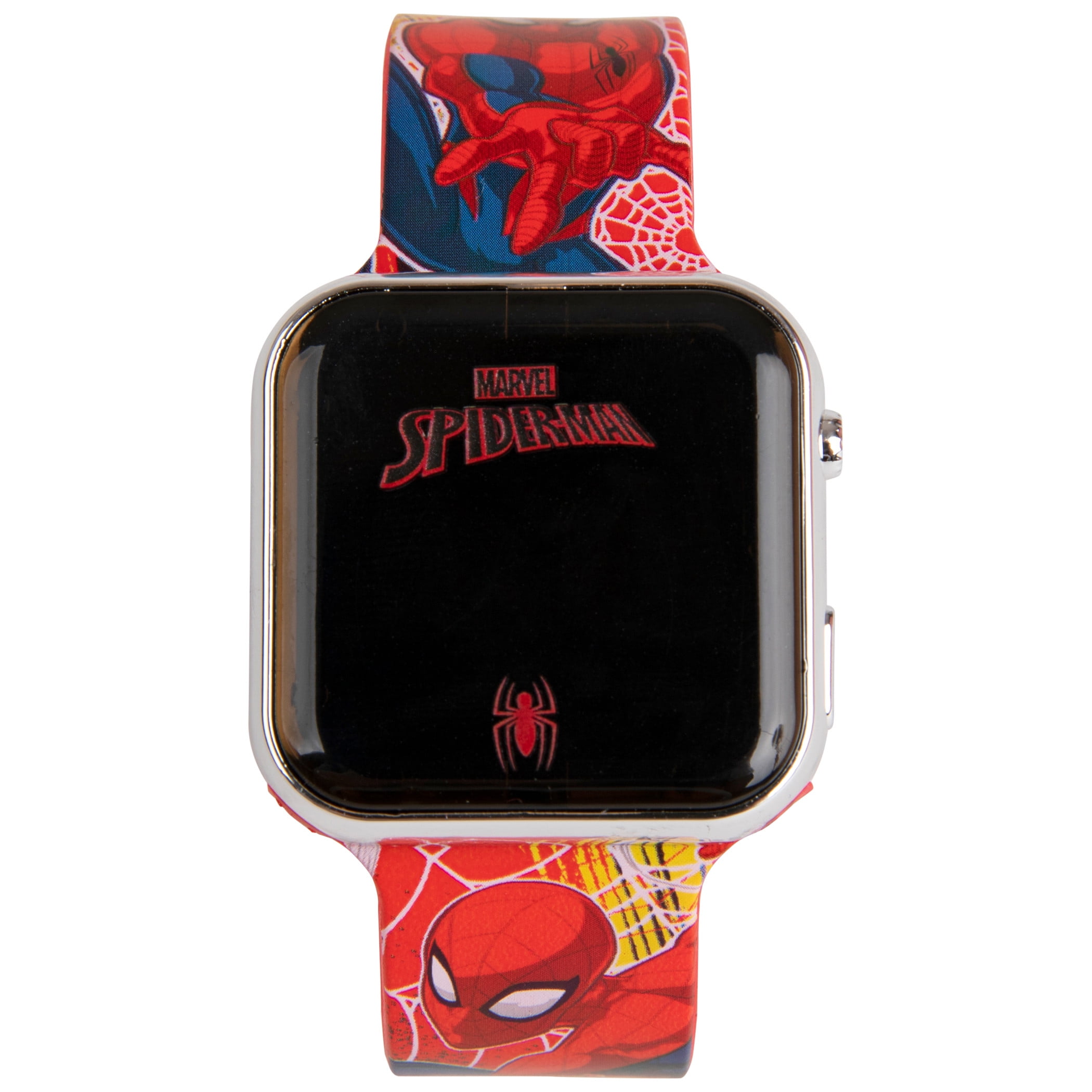 Marvel Comics Spider-Man Digital Watch w/ Character Pose Rubber Strap ...