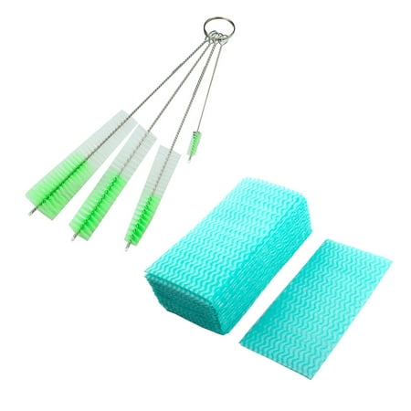 80 Pcs Rectangle Disposable Bowl Nonstick Wiping Cleaning Cloth and Tube Pipe Pot Bottle Cleaning Brush Cleaner 4 in (Best Way To Clean Pot Pipe)
