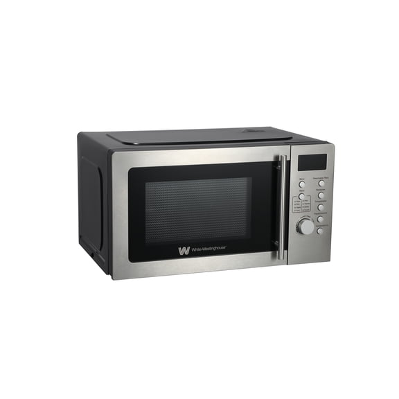 White Westinghouse  Horno de Microondas 0.7 pies  Modelo WWCMV0720WES  Display LED  Perilla de control interior Botones para programas-60min cocción  Plato Giratorio  Descongelado