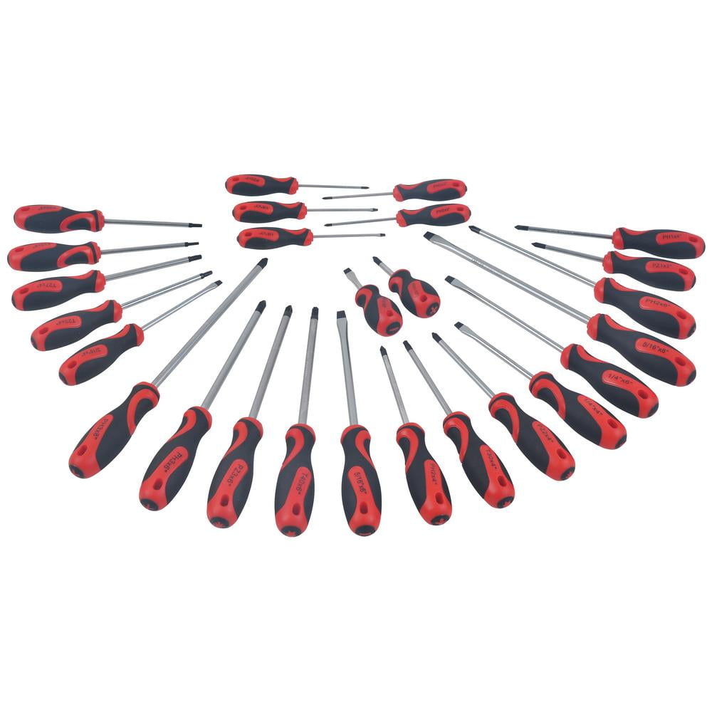 king screwdriver set w/stand, slotted, phillips, pozi, and star (26-pc set)