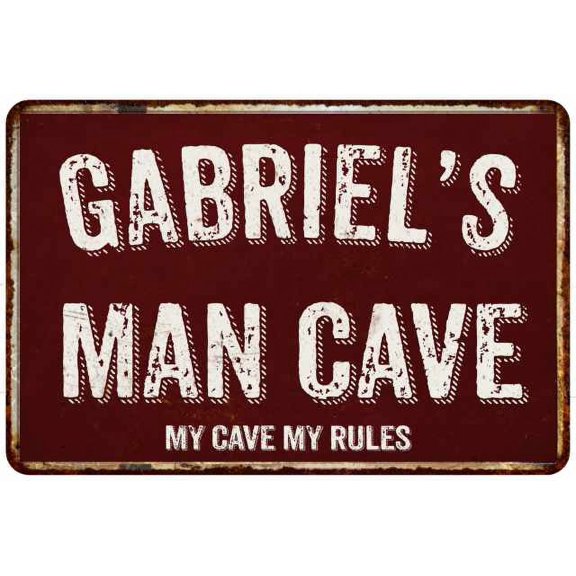 GABRIEL'S Man Cave Red Grunge Sign 8 x 12 High Gloss Metal Sign 208120003402