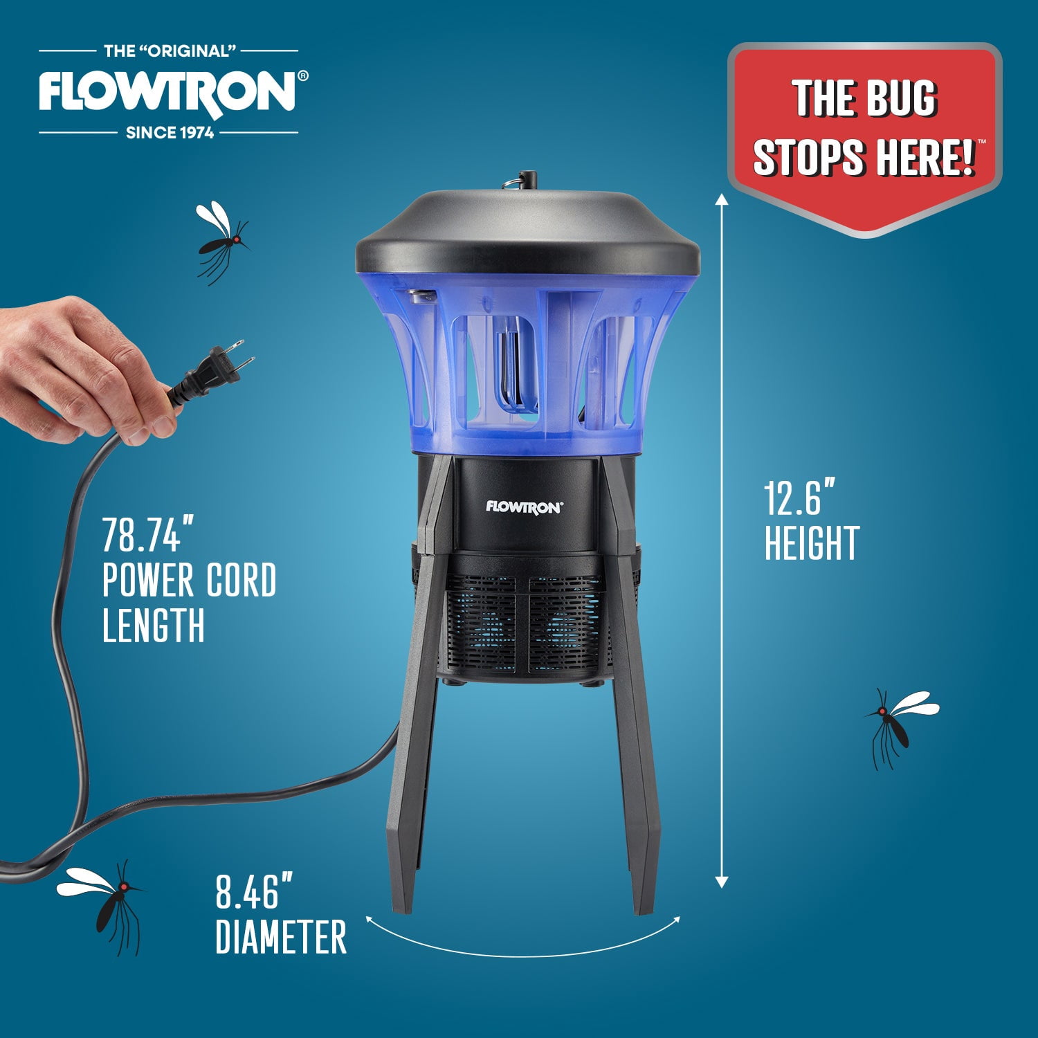 Flowtron UV Bug Trap, Powerful Fan Fly Killer, 1/2 Acre Coverage, Quiet Outdoor Insect Control