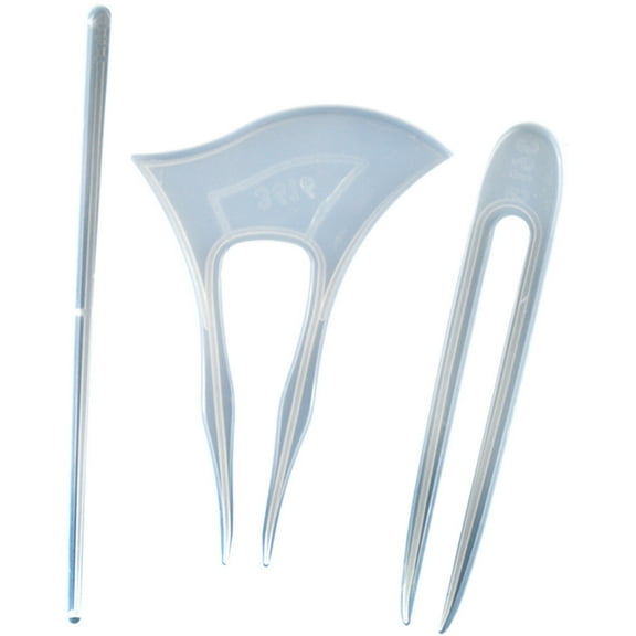 WHAMVOX 3pcs Hairpin Silicone Resin Mold, Resin Hair Clip Mold Silicone Hair Stick Molds Diy Hair Pin Epoxy Resin Mold Clear Hair Accessories Mold Jewelry Casting Mold For Diy Craft Hairpin