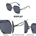 thumbnail image 3 of Retro square hollow sunglasses fashion trend big frame sunglasses, made of PC and metal - black, 3 of 5