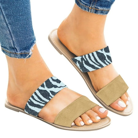 

CYMMPU Women s Slippers Women s Casual Monochrome Vintage Roman Plus-size Flat Slippers Sandals Shoes