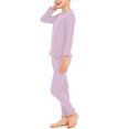 thumbnail image 6 of Lenpel Thermal Underwear Set for Toddler Girls Soft Warm Ruffle Long Sleeve Base Layer Top Bottoms 2 Pcs Clothing Set, 6 of 7