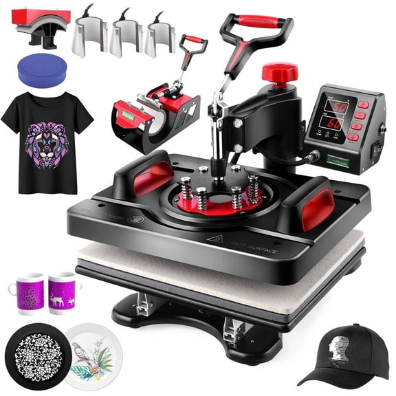 Adnoom 8 in 1 Heat Press Machine 15"x12" with LCD Control Panel, Full 360°Swing Away Heat Press Machine with Multi-Spring Pressure Knob, Sublimation Vinyl Digital Heat Press for Tshirt,Cap,Mug