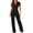 Black, variant on Nnhblu Jumpsuits for Women Summer Strap Bandage Wasitband V Neck Short Sleeve Rompers for Women Summer Beige Jumpsuit S