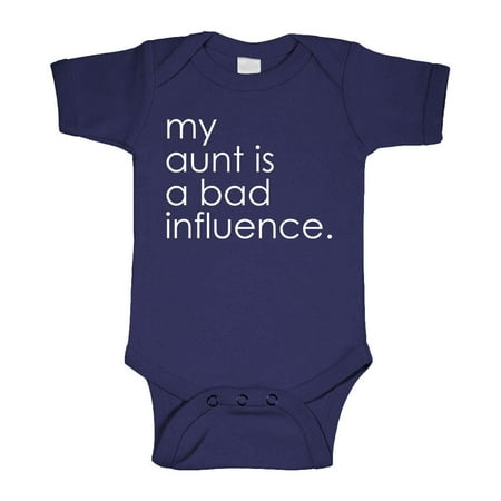 

MY AUNT IS A BAD INFLUENCE - Cotton Infant Bodysuit (24M Navy)