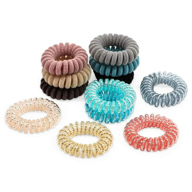 Hair Tires No Crease
 - Glamlily 12 Pack Spiral Coil Hair Ties No Crease Plastic Velvet Phone Cord Elastic Hair Bands Accessories For Women Girls Walmart Com Walmart Com