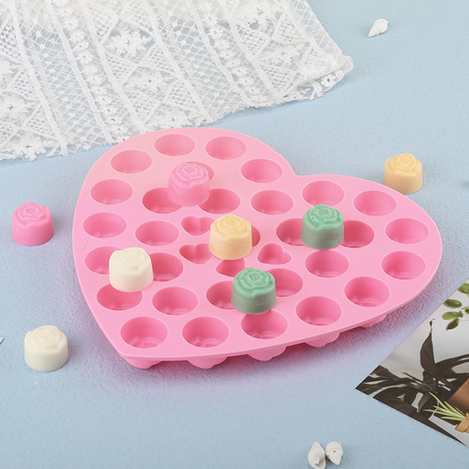 Genericaa 2 Pack Chocolate Silicone Molds Candy Mold, Rose Flower Shape Baking Mold Candy Molds BPA Free & Non-Stick Silicone Tray for Hard Candy Gummy Bomb