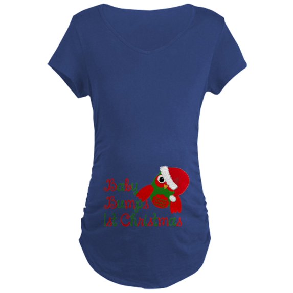 CafePress - Baby Bumps 1St Christmas Maternity T Shirt - Maternity Dark T-Shirt